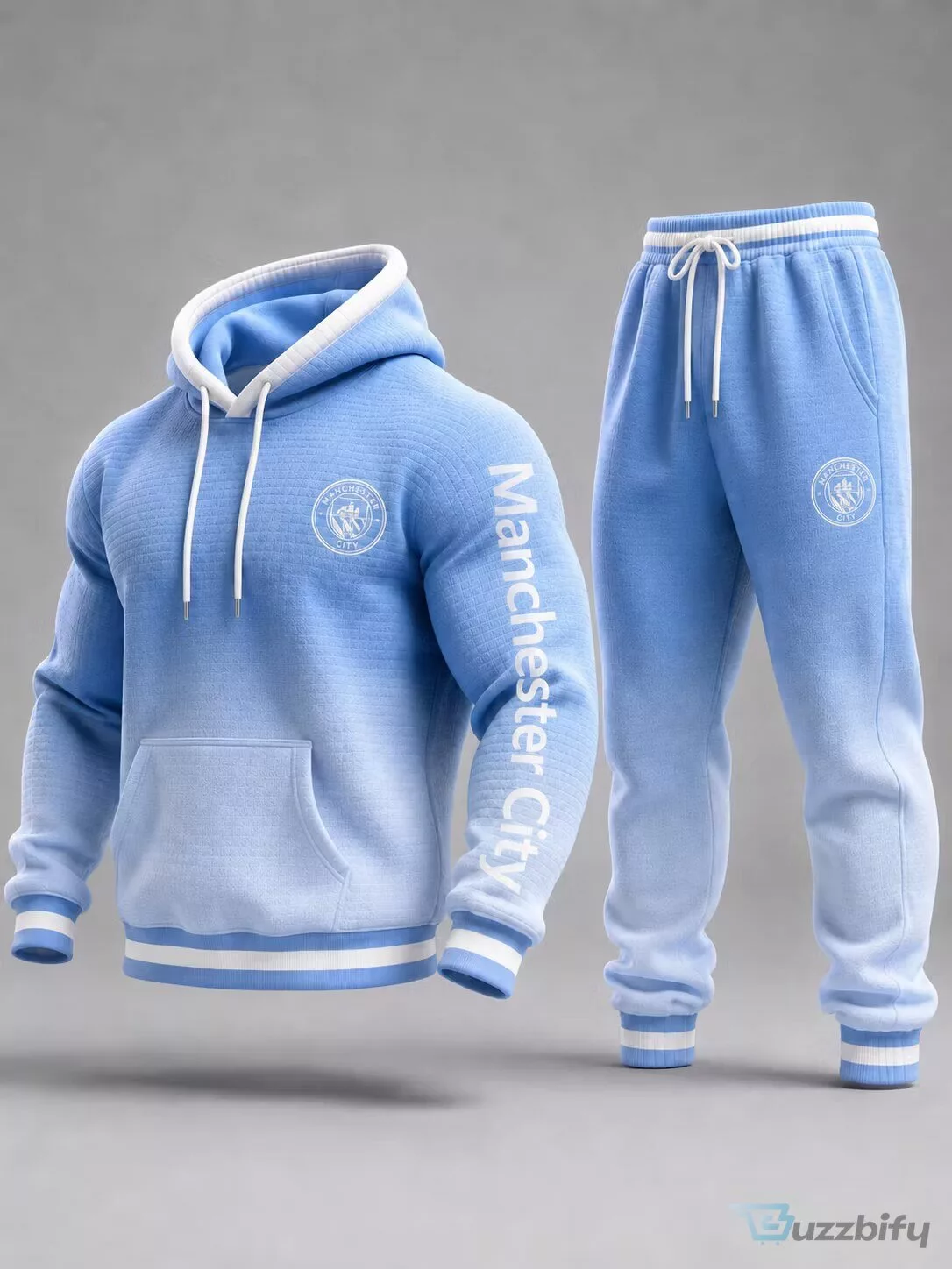 Manchester City Football Club Sky Blue Hoodie and Sweatpants Set