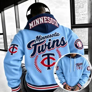Minnesota Twins Baseball Team Light Blue Embroidered Hoodie