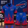 Flame Graphic Polo and Shorts Set for Buffalo Bills Fans