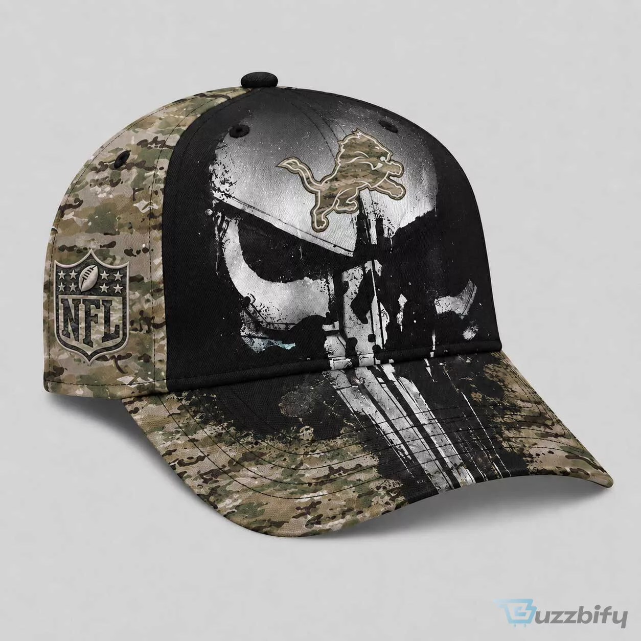 Detroit Lions National Football League Military Skull Camouflage Cap Hat