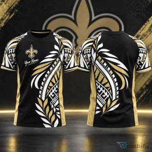 New Orleans Saints NFL Football Custom Name Tribal Graphic T-Shirt
