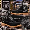 Las Vegas Raiders Football Team Logo Black Timberland Boots