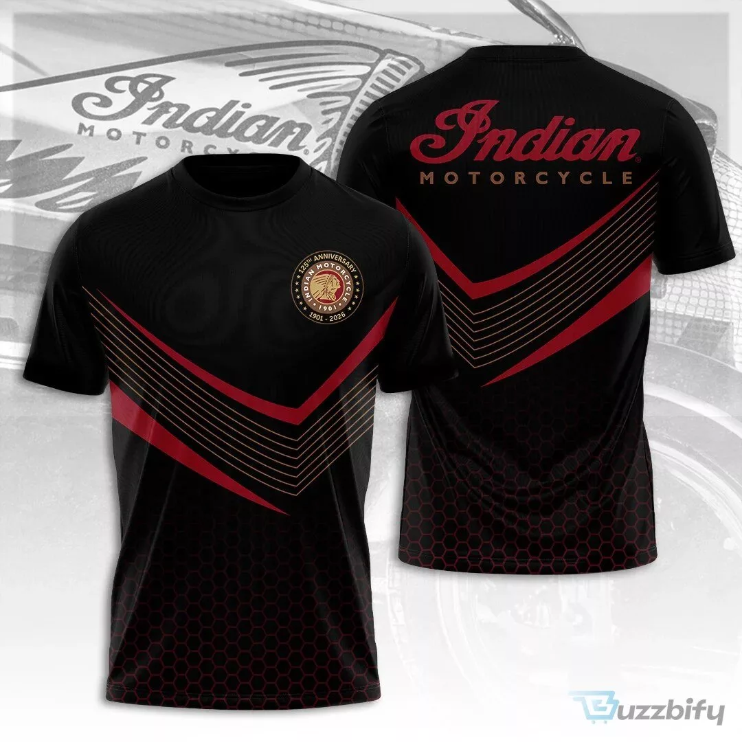 Indian Motorcycle 120th Anniversary Black and Red Graphic T-Shirt