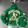 Oakland Athletics Embroidered Baseball Team Green Pullover Hoodie