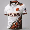 Cleveland Browns NFL Football Team White and Orange Dynamic Gridiron Style Polo Shirt