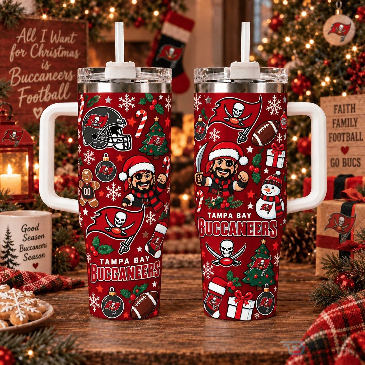 Tampa Bay Buccaneers Christmas Football Holiday Tumbler