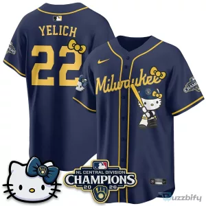 Milwaukee Brewers National League Central Division Champions Christian Yelich Hello Kitty Baseball Jersey