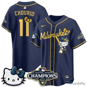 Milwaukee Brewers National League Central Division Champions Christian Yelich Hello Kitty Baseball Jersey