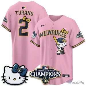 Milwaukee Brewers National League Central Division Champions Christian Yelich Hello Kitty Baseball Jersey