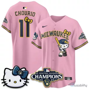 Milwaukee Brewers National League Central Division Champions Christian Yelich Hello Kitty Baseball Jersey
