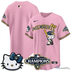 Milwaukee Brewers National League Central Division Champions Christian Yelich Hello Kitty Baseball Jersey