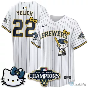 Milwaukee Brewers National League Central Division Champions Christian Yelich Hello Kitty Baseball Jersey