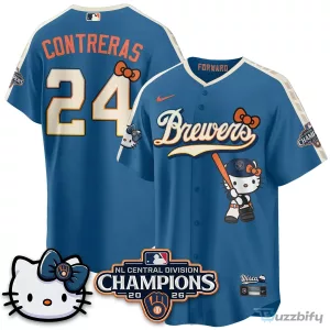 Milwaukee Brewers National League Central Division Champions Christian Yelich Hello Kitty Baseball Jersey