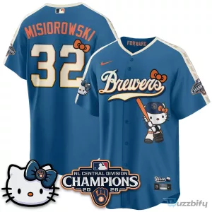 Milwaukee Brewers National League Central Division Champions Christian Yelich Hello Kitty Baseball Jersey