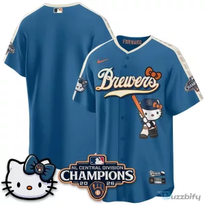 Milwaukee Brewers National League Central Division Champions Christian Yelich Hello Kitty Baseball Jersey