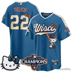 Milwaukee Brewers National League Central Division Champions Christian Yelich Hello Kitty Baseball Jersey