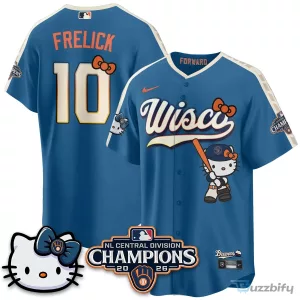 Milwaukee Brewers National League Central Division Champions Christian Yelich Hello Kitty Baseball Jersey