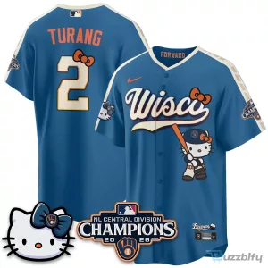 Milwaukee Brewers National League Central Division Champions Christian Yelich Hello Kitty Baseball Jersey