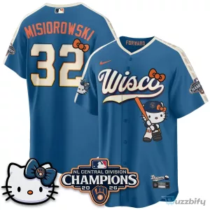 Milwaukee Brewers National League Central Division Champions Christian Yelich Hello Kitty Baseball Jersey