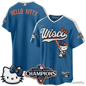 Milwaukee Brewers National League Central Division Champions Christian Yelich Hello Kitty Baseball Jersey
