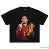 Cristiano Ronaldo Middle Finger World Cup Champion Black T-Shirt