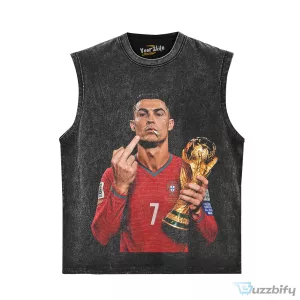 Cristiano Ronaldo Middle Finger World Cup Champion Black T-Shirt