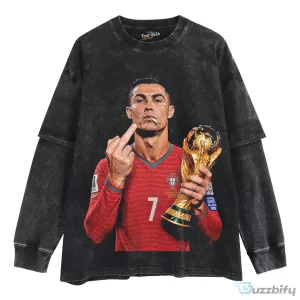 Cristiano Ronaldo Middle Finger World Cup Champion Black T-Shirt