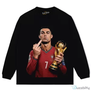 Cristiano Ronaldo Middle Finger World Cup Champion Black T-Shirt
