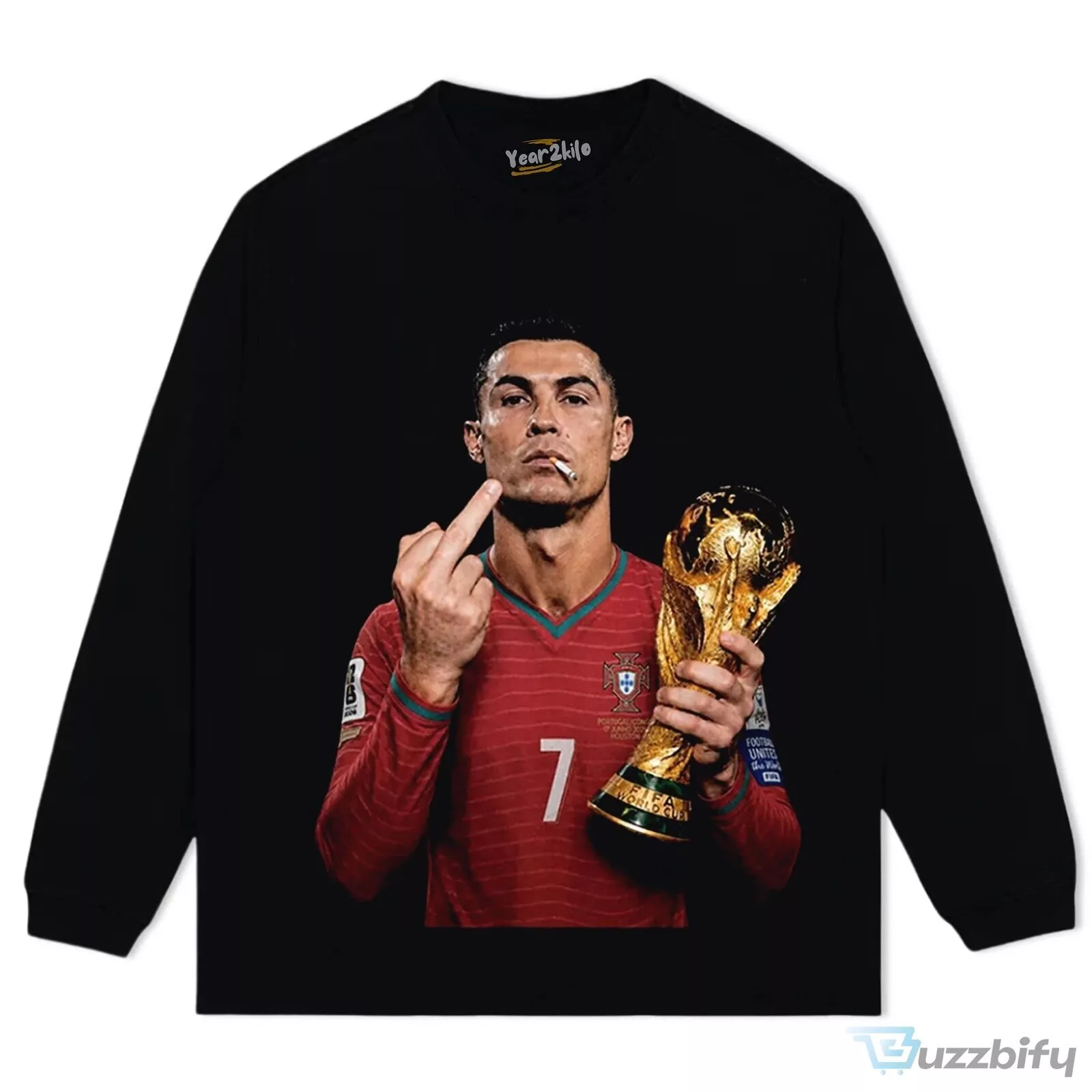 Cristiano Ronaldo Middle Finger World Cup Champion Black T-Shirt