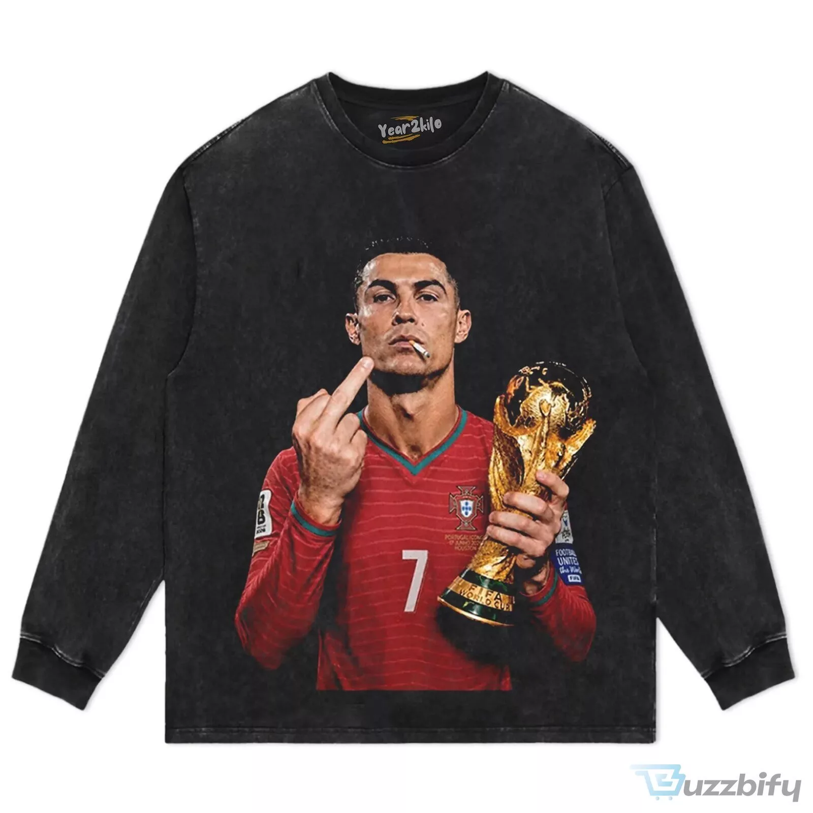 Cristiano Ronaldo Middle Finger World Cup Champion Black T-Shirt