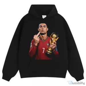 Cristiano Ronaldo Middle Finger World Cup Champion Black T-Shirt