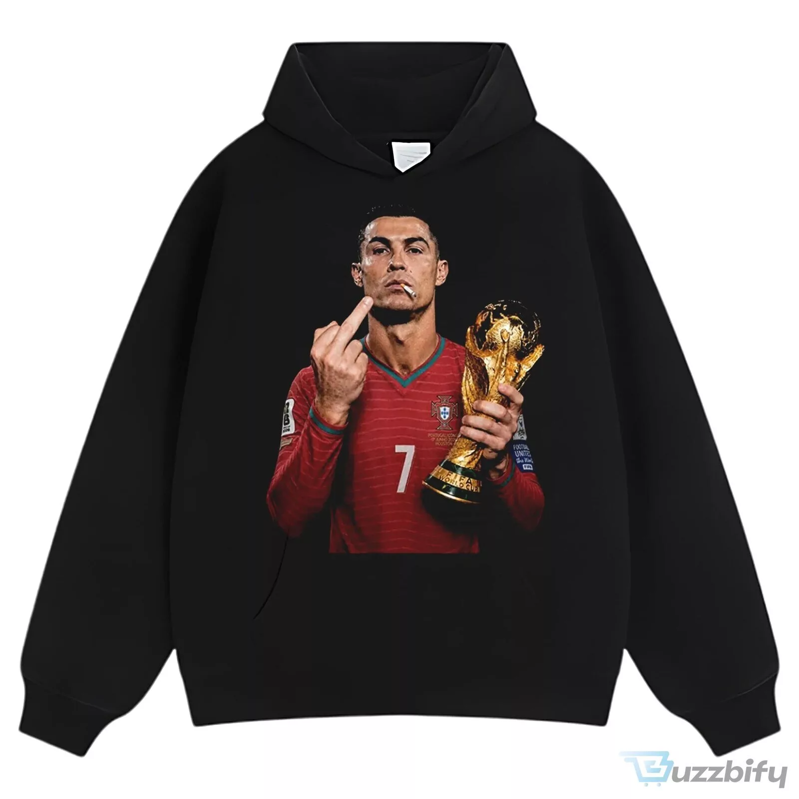 Cristiano Ronaldo Middle Finger World Cup Champion Black T-Shirt