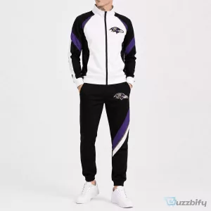 Baltimore Ravens NFL Team Logo White and Black Tracksuit Jacket and Pants Set