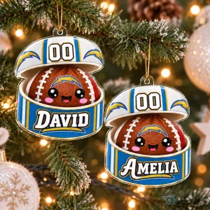 Los Angeles Chargers Custom Name Christmas Football Ornament