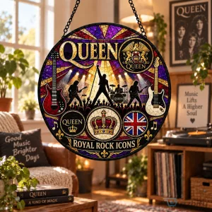 Queen Royal Rock Icons Stained Glass Suncatcher for Music Fans