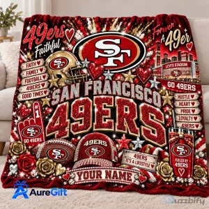 San Francisco 49ers NFL Christmas Kickoff Personalized Fleece Blanket