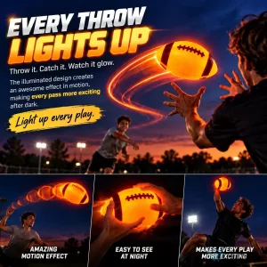 LED Light Up Football Glow in the Dark Night Game Sports Ball