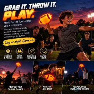 LED Light Up Football Glow in the Dark Night Game Sports Ball