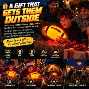 LED Light Up Football Glow in the Dark Night Game Sports Ball