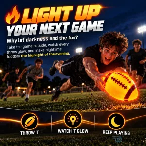 LED Light Up Football Glow in the Dark Night Game Sports Ball