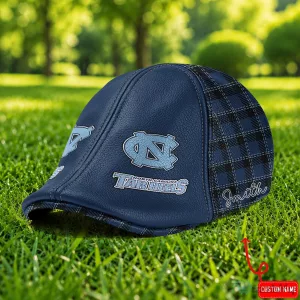North Carolina Tar Heels NCAA Custom Name Blue Plaid Flat Cap Hat