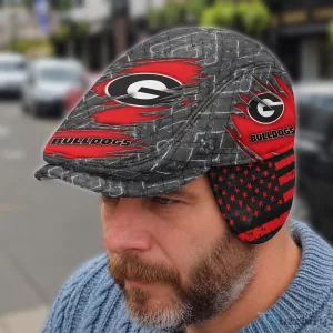 Georgia Bulldogs NCAA Flat Cap with Foldable Ear Flaps
