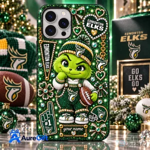 Edmonton Elks Football Grinch Christmas Personalized Phone Case