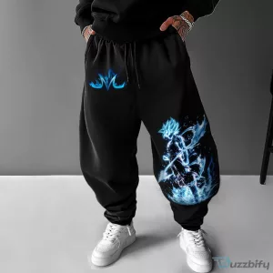 Dragon Ball Z Super Saiyan Goku Majin Vegeta Anime Black Jogger Pants