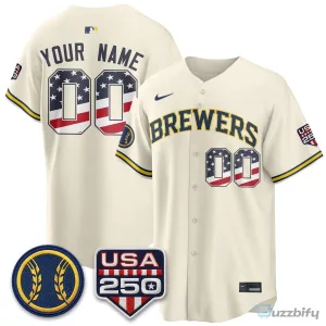 Milwaukee Brewers Fourth of July Custom Baseball Jersey