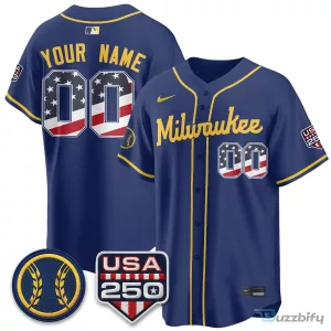 Milwaukee Brewers Fourth of July Custom Baseball Jersey