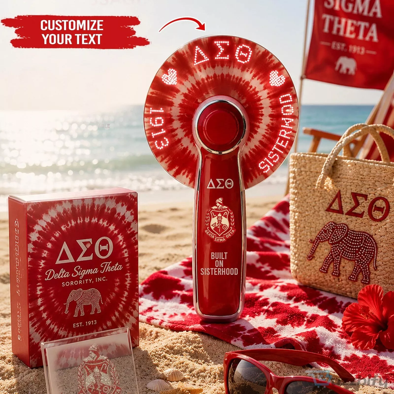 Delta Sigma Theta Sorority Built On Sisterhood Portable Handheld Fan