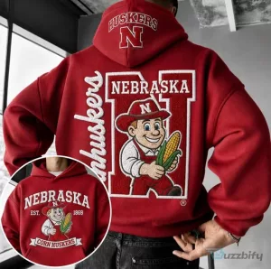 Nebraska Cornhuskers Mascot Embroidered Red Hoodie