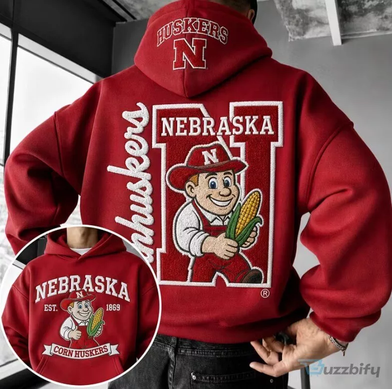 Nebraska Cornhuskers Mascot Embroidered Red Hoodie