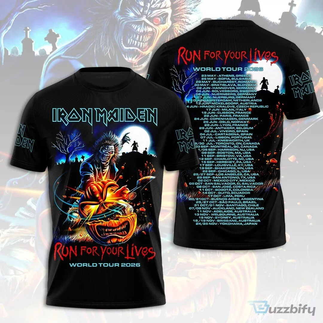 2026 World Tour T-Shirt for Iron Maiden: Run For Your Lives Design